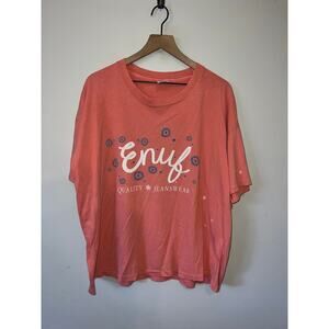Vintage Enuf Jeanswear Shirt Quality Pink Graphic Tee 1990s 90s VTG XL